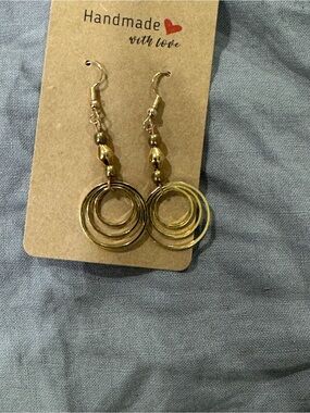 Handmade Gold-Tone Layered Hoop Drop Earrings